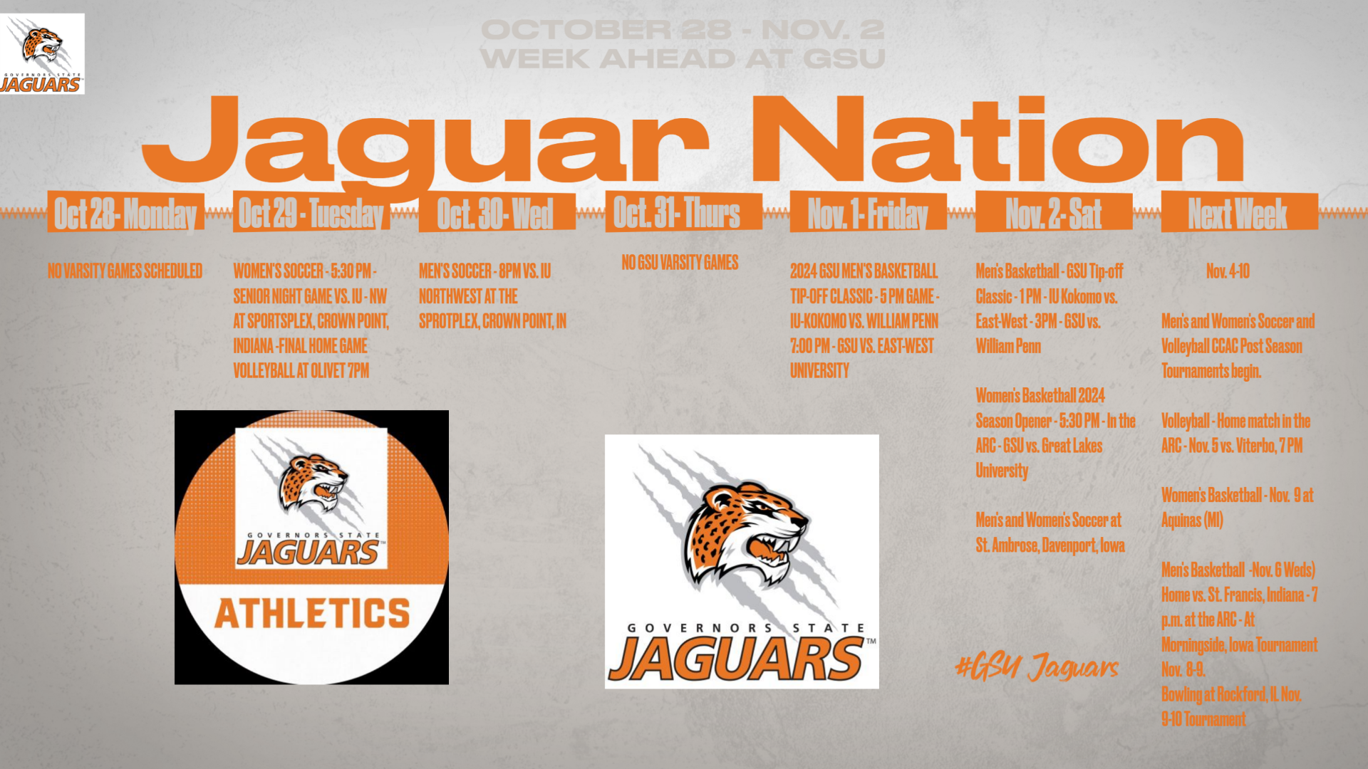Jaguar Nation Week of Oct. 28 - Nov. 2 -