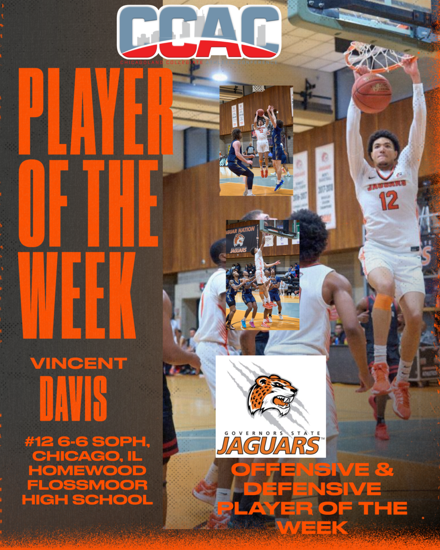 Jaguars' VINCENT DAVIS Named CCAC Conference Offensive and Defensive Player of the Week