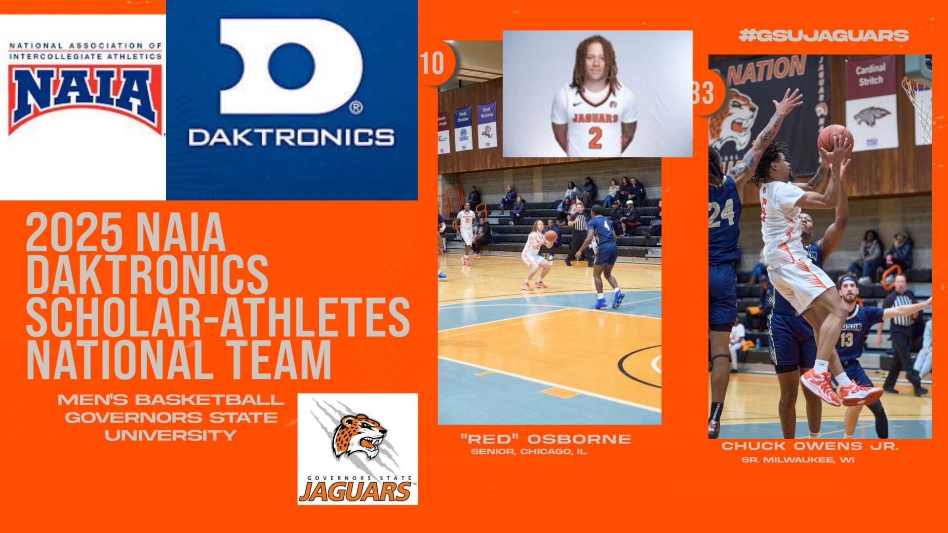 GovState Men's Basketball 2024-25 Scholar Athletes - NAIA Daktronics - CCAC Conference Awards