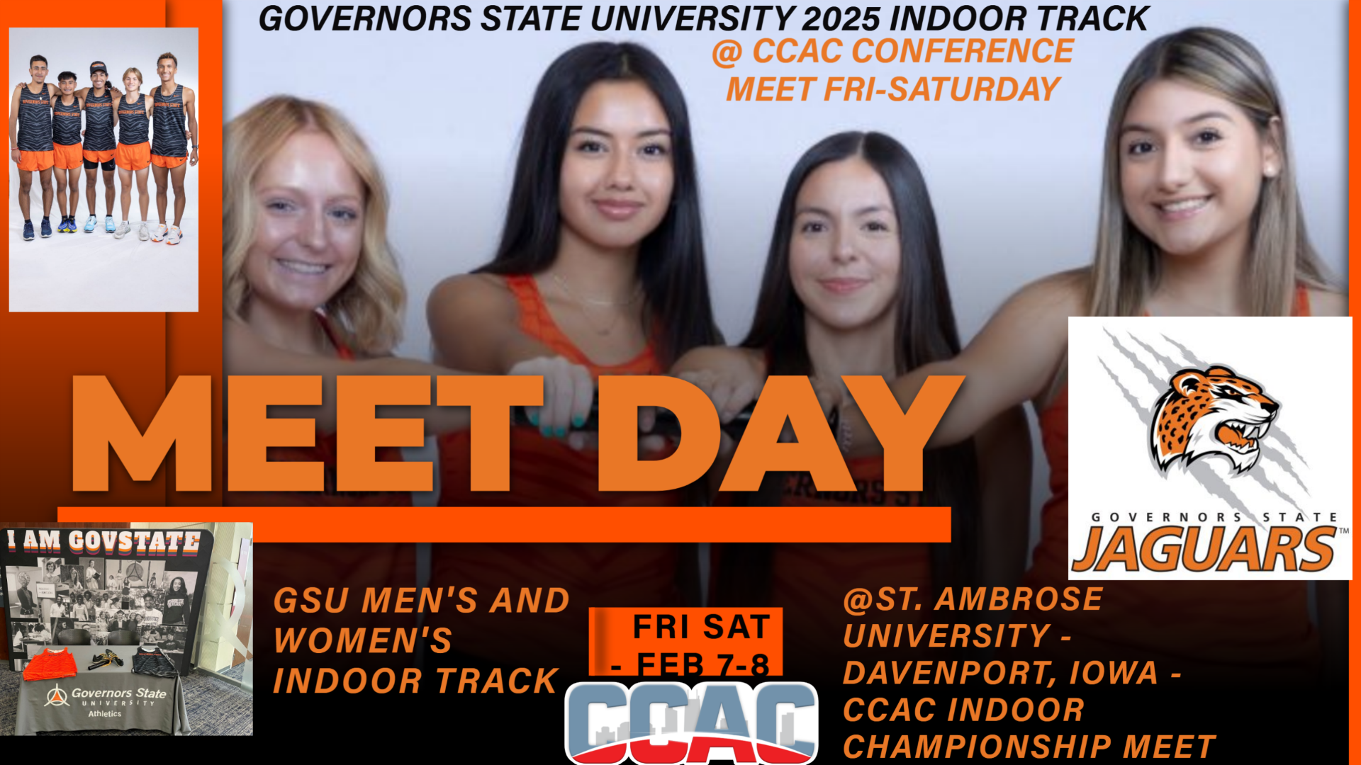 Men's and Women's Indoor Track Teams At CCAC Conference Championship Meet Fri Sat in Iowa
