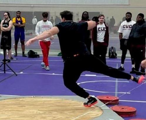 Clark Fremouw, shot put, 2nd place at the ONU Meet on 1/24/2025.