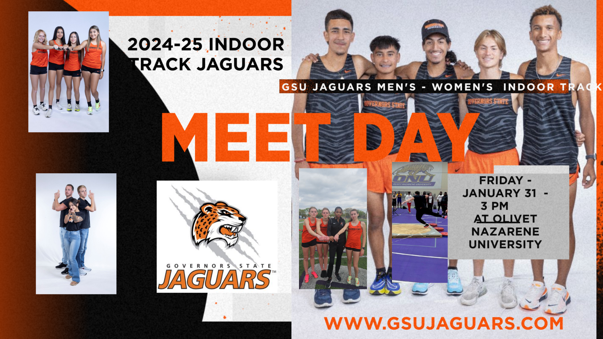 Jaguars Men's - Women's Indoor Track Teams at Olivet Nazarene University Indoor Meet Friday 3 PM