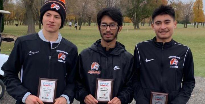 (L-R) - Colin O'Brien, Daniel Zavala, Samuel Ricio - all threee earned CCAC Conference top ten - 2025 all-conference runners.