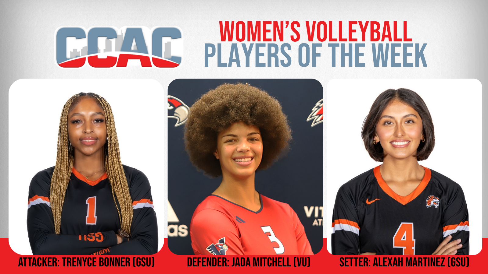 Trenyce Bonner, Alexah Martinez Earn CCAC Players of the Week - 3rd Honor For Martinez in 2025 -